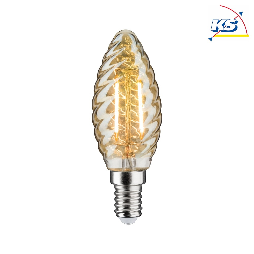 Dhr Onmiddellijk Gezondheid LED Filament Candle Lamp turned, 230V, E14, 4.7W 2500K 430lm, gold glass  clear, dimmable - Paulmann