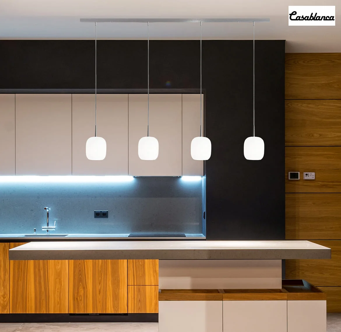 Casablanca Pendant luminaire MUREA, 4x E27, IP20, opal white matt Casablanca Pendant luminaire MUREA, 4x E27, IP20, opal white matt