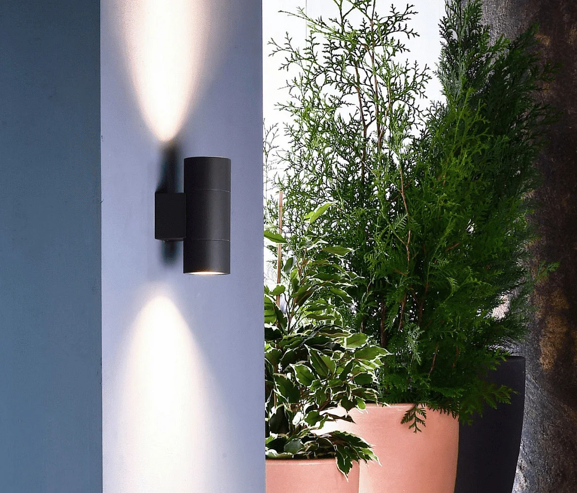 Deko-Light Foco para fachadas ACHERNAR UP & DOWN de 2 llamas, cilíndrico, con portalámpara GU10 IP65, antracita Deko-Light Foco para fachadas ACHERNAR UP & DOWN de 2 llamas, cilíndrico, con portalámpara GU10 IP65, antracita