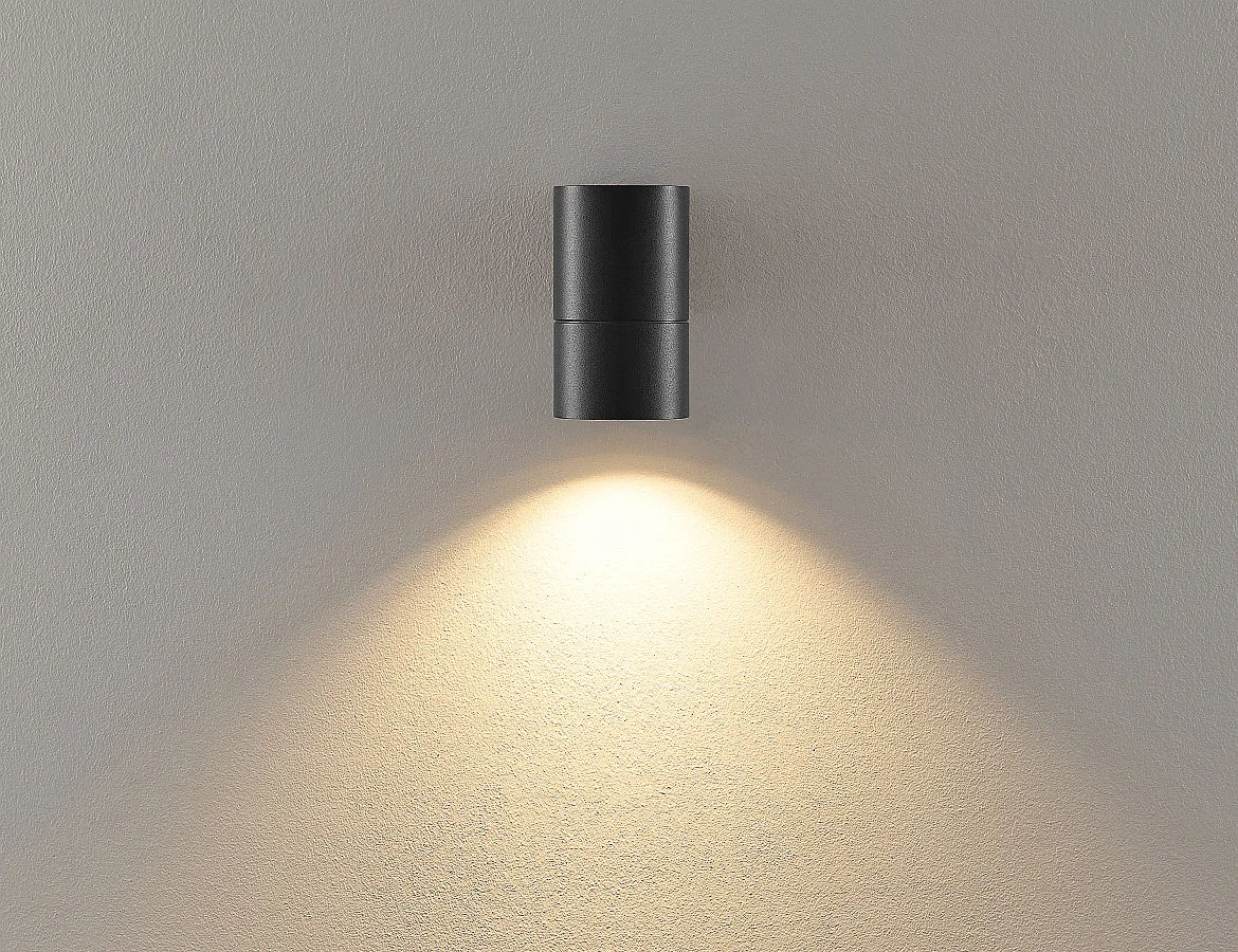 Deko-Light Foco para fachadas ACHERNAR DOWN de 1 llama, cilíndrico, con portalámpara GU10 IP65, plomo oscuro Deko-Light Foco para fachadas ACHERNAR DOWN de 1 llama, cilíndrico, con portalámpara GU10 IP65, plomo oscuro