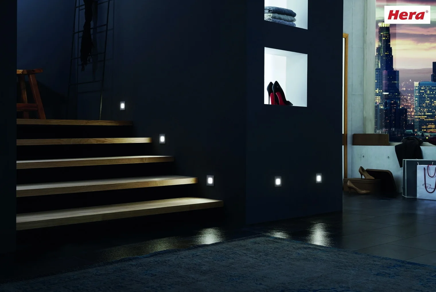 Hera Luminaria de pared empotrable LED WALL F cuadrado, radiación lateral, con difusor IP20, acero inoxidable regulable Hera Luminaria de pared empotrable LED WALL F cuadrado, radiación lateral, con difusor IP20, acero inoxidable regulable