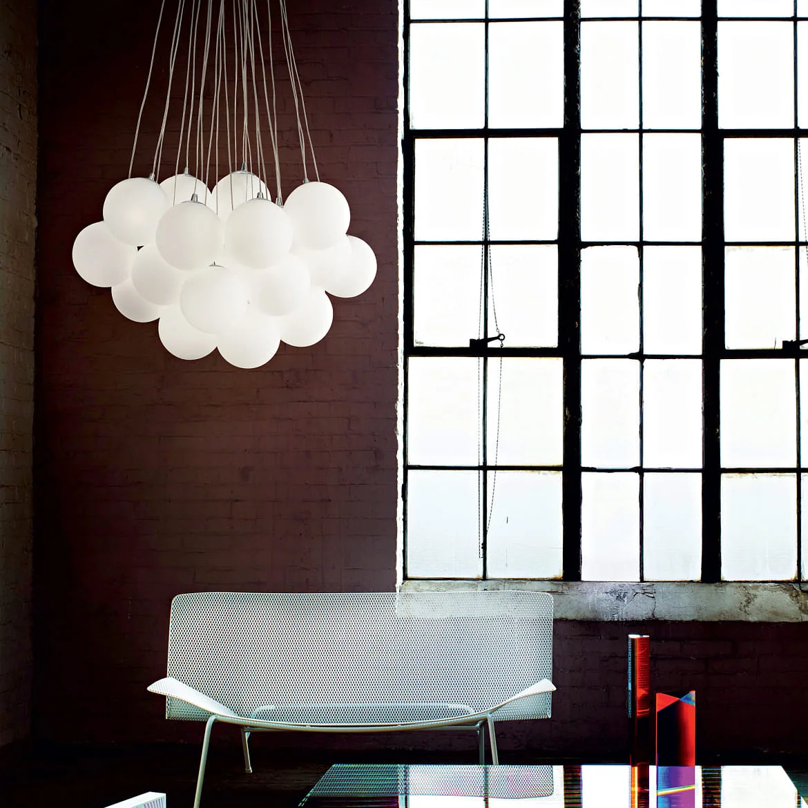 Ideal Lux Pendant luminaire MAPA PLUS, 22 flames, Ø 80cm, E14, metal / white etched glass Ideal Lux Pendant luminaire MAPA PLUS, 22 flames, Ø 80cm, E14, metal / white etched glass