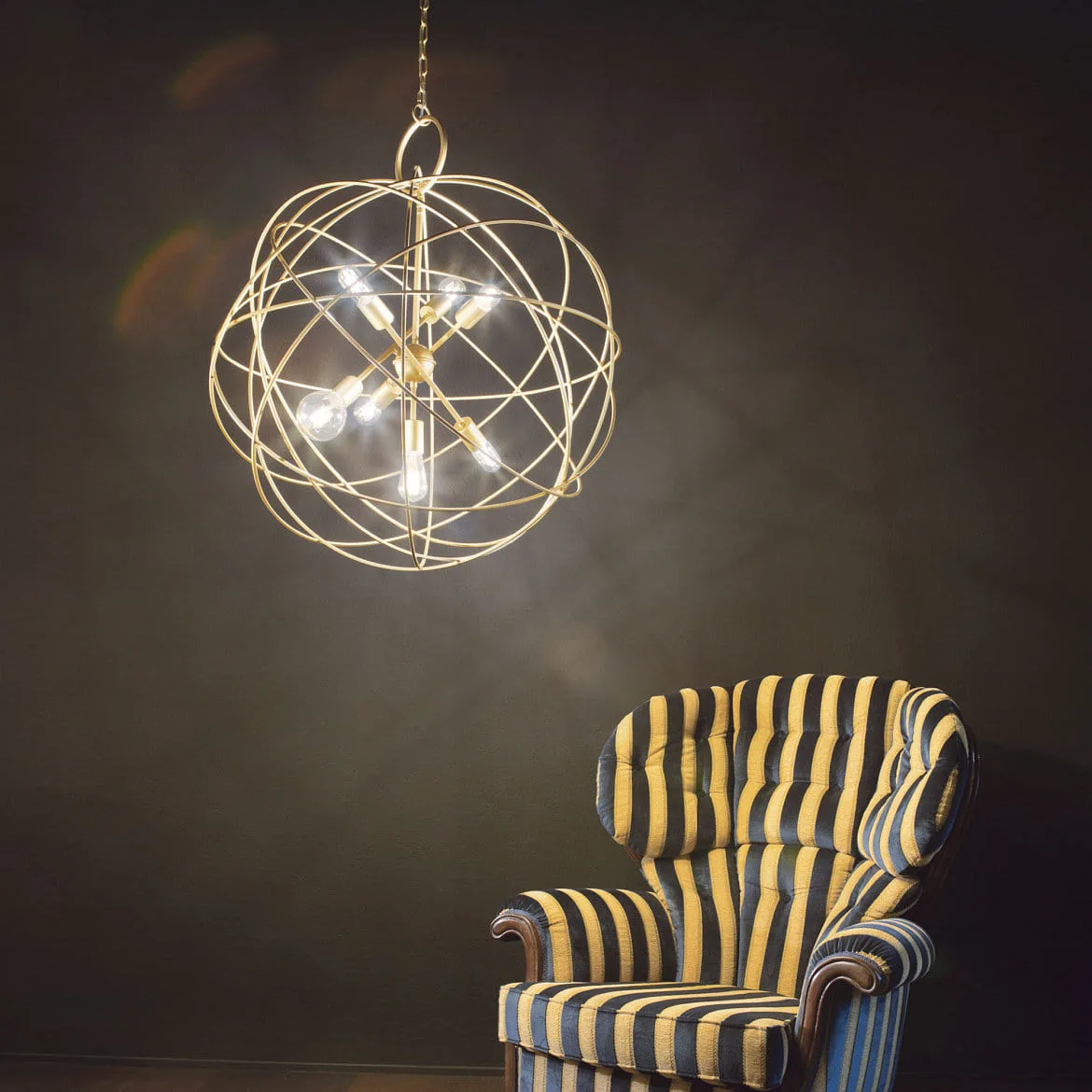 Ideal Lux Luminaria colgante KONSE de 7 llamas E27 IP20, dorado, satinado Ideal Lux Luminaria colgante KONSE de 7 llamas E27 IP20, dorado, satinado