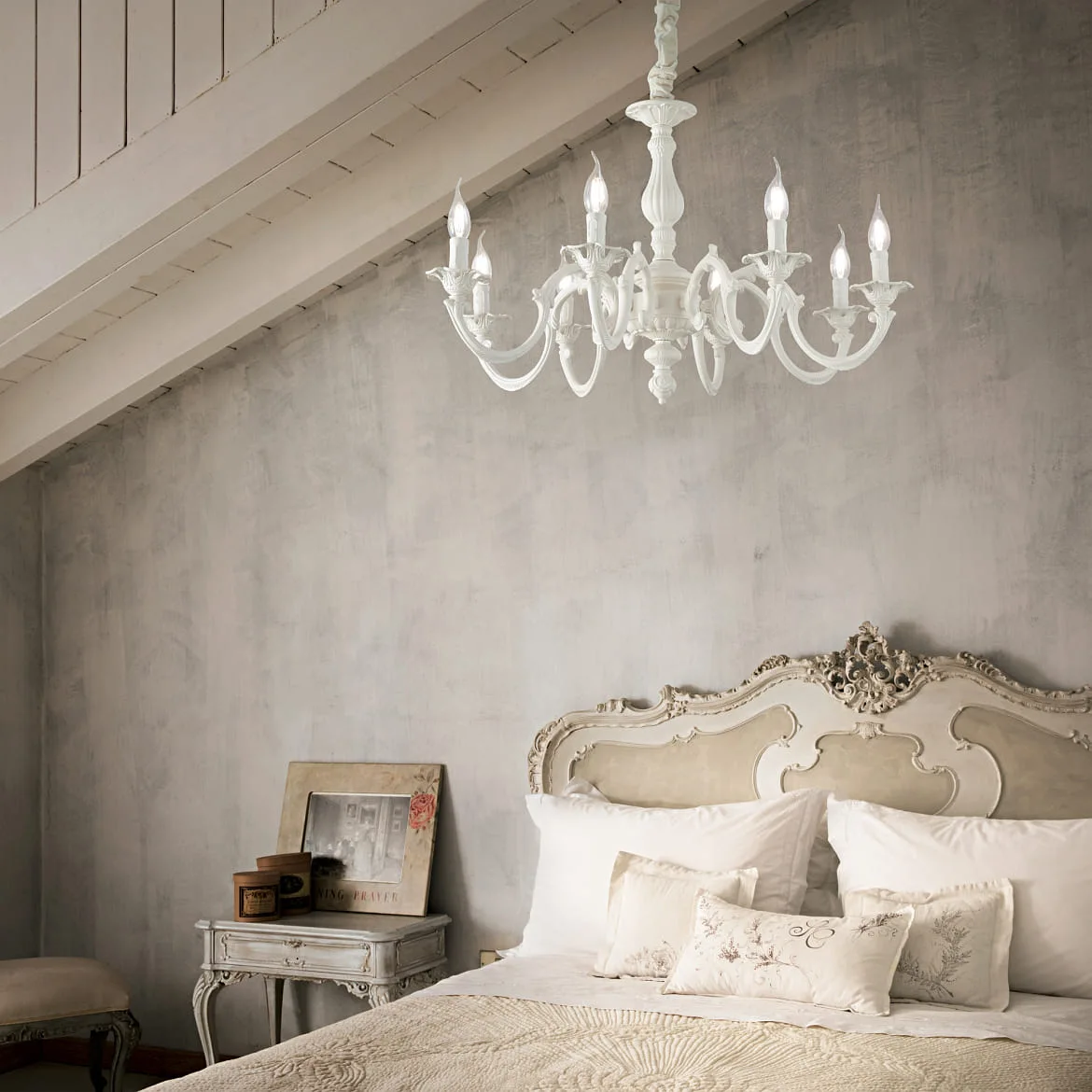 Ideal Lux Luminaria araña JUSTINE de 8 llamas E14 IP20, blanco mate Ideal Lux Luminaria araña JUSTINE de 8 llamas E14 IP20, blanco mate