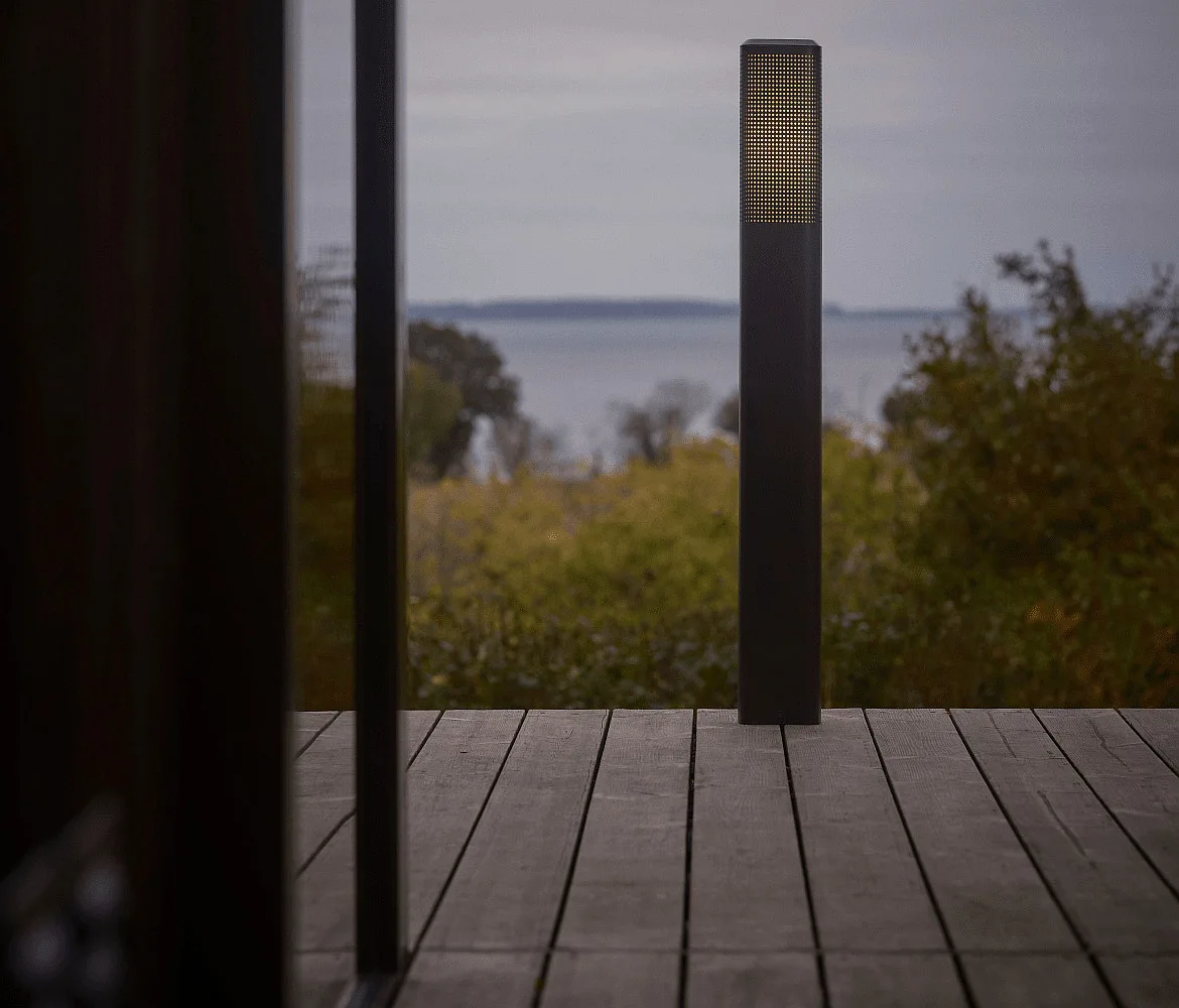 Nordlux bollard light SIDARA 95 square, perforated, sea-air resistant, with lamp socket E27 IP44, seaside black Nordlux bollard light SIDARA 95 square, perforated, sea-air resistant, with lamp socket E27 IP44, seaside black
