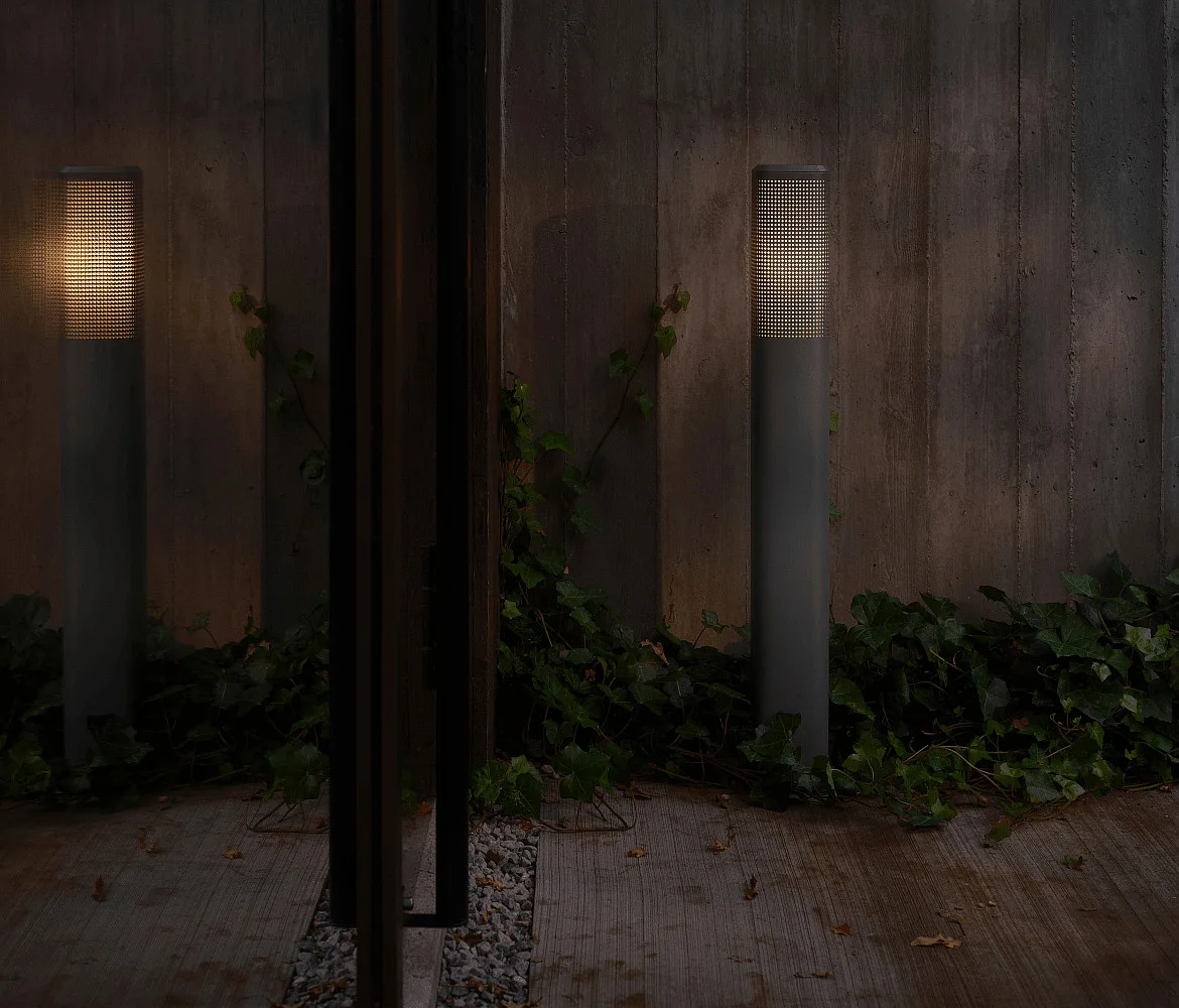 bollard light SIDARA 95 square, perforated, sea-air resistant, with lamp socket E27 IP44, seaside anthracite bollard light SIDARA 95 square, perforated, sea-air resistant, with lamp socket E27 IP44, seaside anthracite