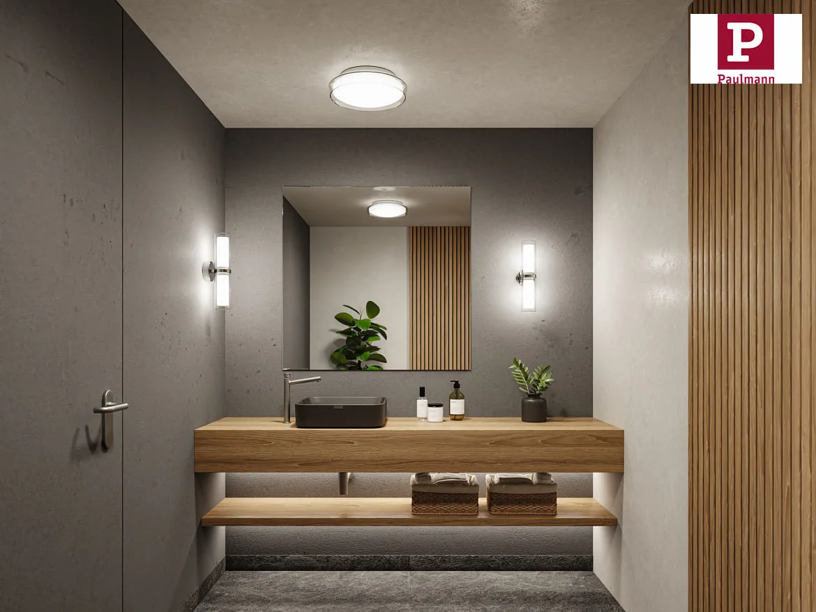 Paulmann Luminaria de pared y techo LUENA IP44, cromo, mate Paulmann Luminaria de pared y techo LUENA IP44, cromo, mate