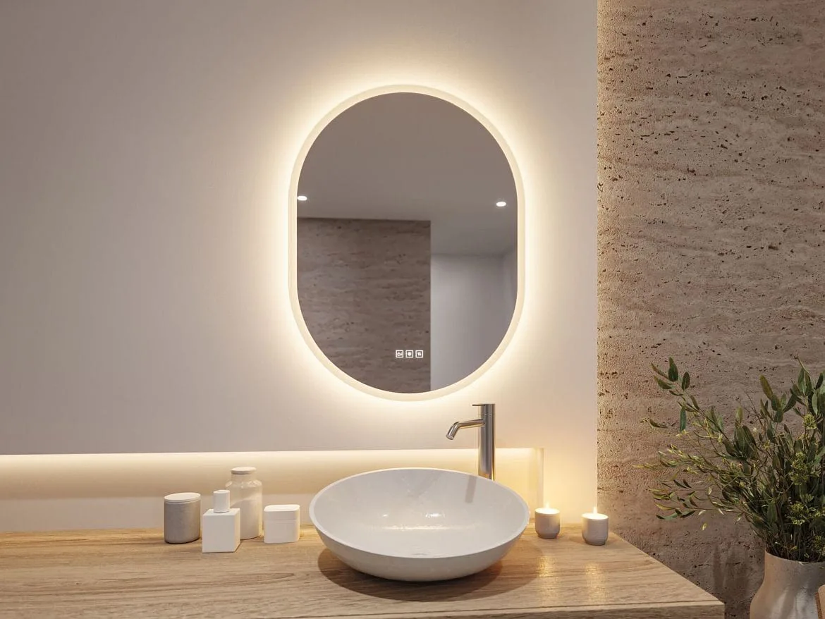 Paulmann Espejo con iluminación MIRRA 60 X 80CM oval, CCT Switch, con regulador táctil, con función de calefacción IP44 Paulmann Espejo con iluminación MIRRA 60 X 80CM oval, CCT Switch, con regulador táctil, con función de calefacción IP44