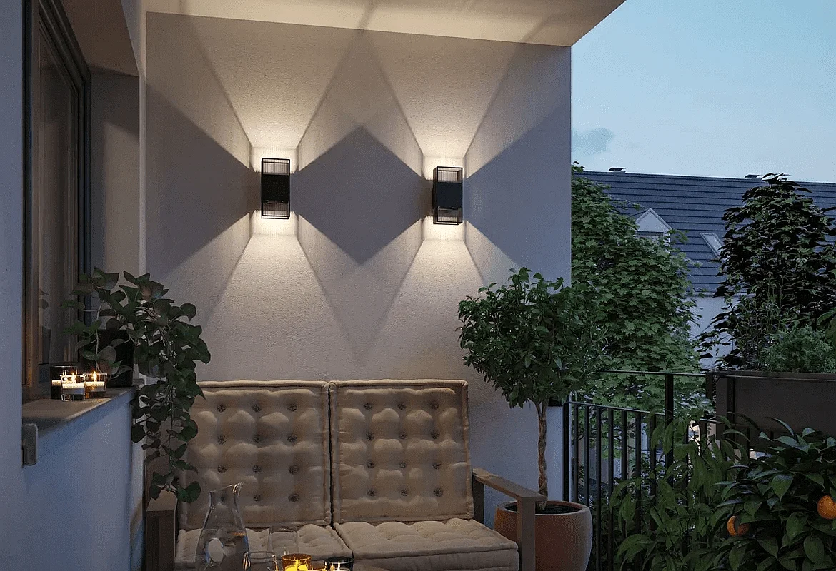 Luminaria de pared para exteriores THARIN Arriba-Abajo, angular, ajustable IP44, negro Luminaria de pared para exteriores THARIN Arriba-Abajo, angular, ajustable IP44, negro