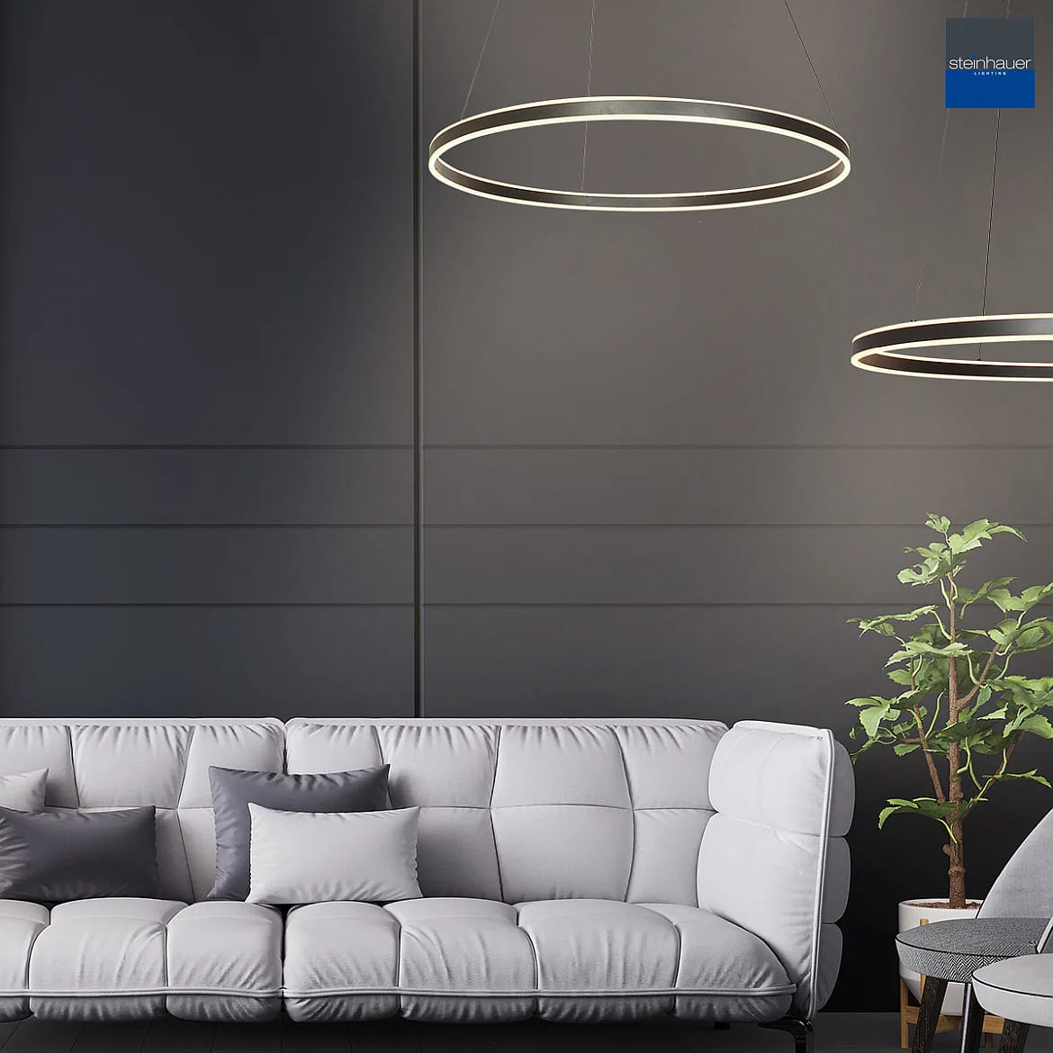 Steinhauer Luminaria colgante RINGLUX Arriba-Abajo IP20, negro regulable Steinhauer Luminaria colgante RINGLUX Arriba-Abajo IP20, negro regulable