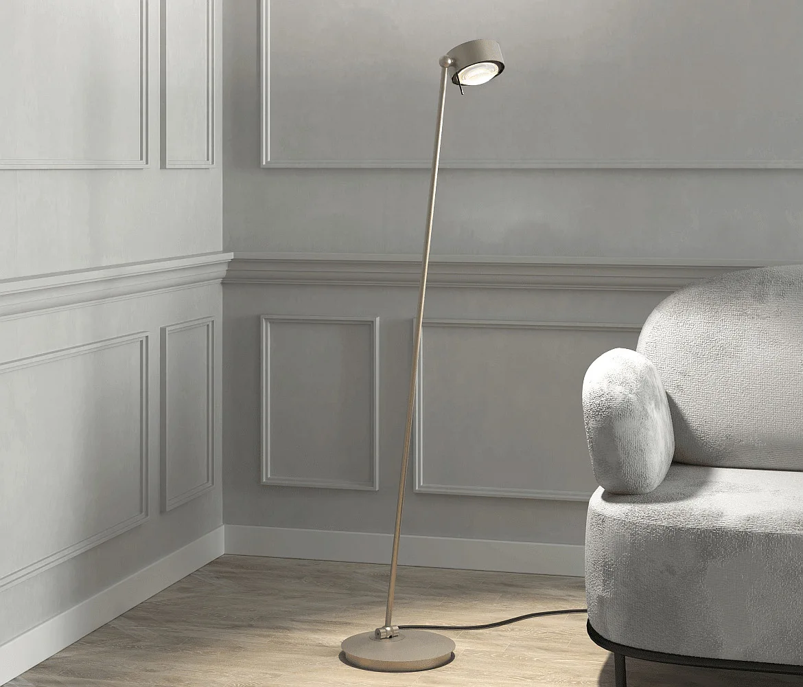 Top Light Luminaria de pedestal PUK! PRO 120 giratorio, giratorio IP20, níquel mate regulable Top Light Luminaria de pedestal PUK! PRO 120 giratorio, giratorio IP20, níquel mate regulable