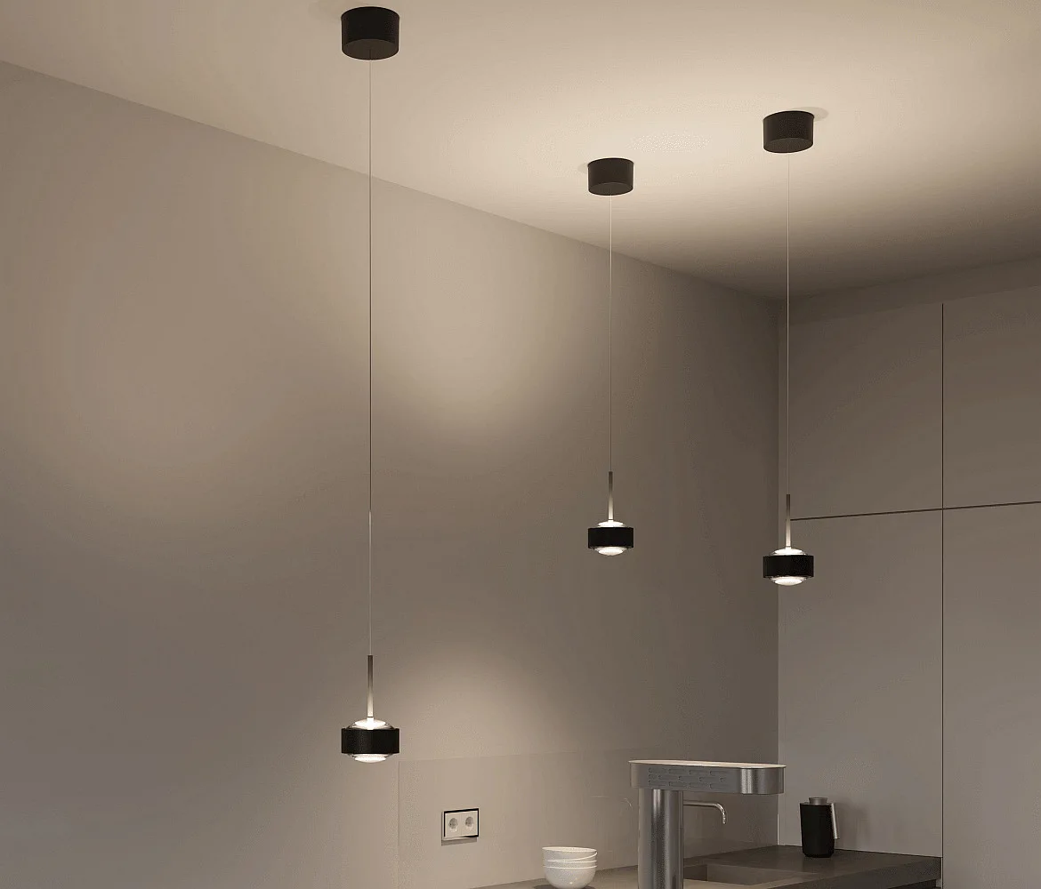 Top Light Luminaria colgante PUK! PRO 120 MOTION de 1 llama IP20, cromo, negro mate regulable Top Light Luminaria colgante PUK! PRO 120 MOTION de 1 llama IP20, cromo, negro mate regulable