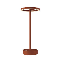 L�mpara de mesa a pilas VINOLINA ONE con regulador t�ctil, forma del anillo IP54, color oxidado regulable