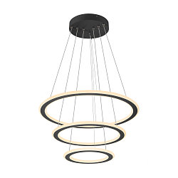 Luminaria colgante ONE FLAT TRIPLE IP20, negro regulable