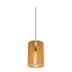 Luminaria colgante WUD - CYLINDRIC cil�ndrico E27 IP20, madera, negro regulable
