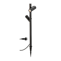 Luminaria con pincho de tierra HELIA SLIM POLE DOUBLE con enchufe IP65, negro