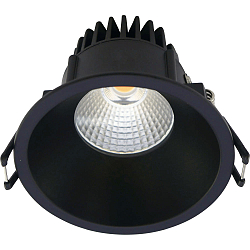 recessed luminaire VELIA round IP44, black matt dimmable 11W 3000K