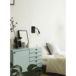 Luminaria de pared SENDA 16/3835 con interruptor, con conexi�n USB, ajustable IP20, negro