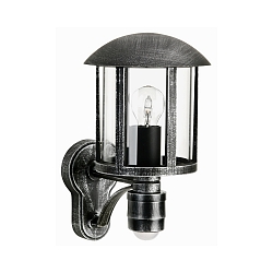 Luminaria de pared para exteriores TYPE NO 1834 arriba, con detector de movimiento E27 IP44, negro, plata regulable