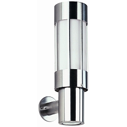 Luminaria de pared para exteriores TYPE NO 0243 cil�ndrico, con punto LED E27 IP44, acero inoxidable regulable
