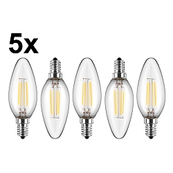 Lámpara de filamento LED juego de 5 E14 4,5W 470lm 2700K 300° CRI > 80 