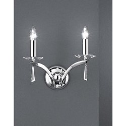 Luminaria de pared STELLA de 2 llamas E14 IP20, cromo regulable