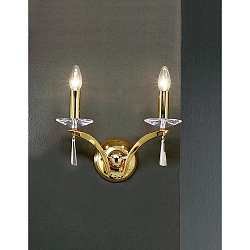 Luminaria de pared STELLA de 2 llamas E14 IP20, dorado regulable