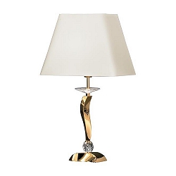 Luminaria de mesa GIRATA E27 IP20, beige, dorado regulable