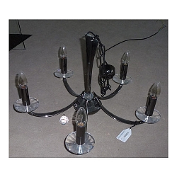 Pendant luminaire BAHIA, 5 flames, 5x E14 max. 40W, brass cast / crystal, black chrome
