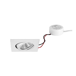 Recessed LED spot set BB03 with round converter, IP20, square, 230V, 6W 3000K 640lm 38�, swivelling 30�, dimmable, white