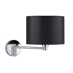 Luminaria de pared con pantalla E27 IP20, cromo, negro regulable