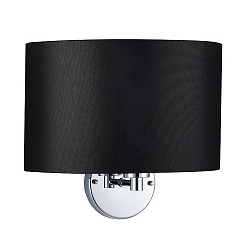 Luminaria de pared con pantalla E27 IP20, cromo, negro regulable