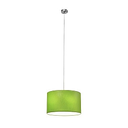 Pendant luminaire SOFT TUBE 380, � 38cm, 3 x E27 max. 60W, matt nickel / shade chintz green / diffuser PC