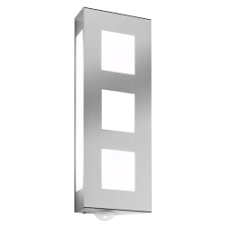 Luminaria de pared para exteriores AQUA TRILO 3 veces, angular, con detector de movimiento E27 IP44, acero inoxidable