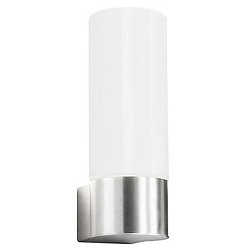 Luminaria de pared para exteriores AQUA WALL forma de cubo E27 IP44, acero cepillado