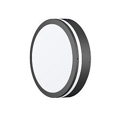 Luminaria de pared para exteriores redondo, CCT Switch, con anillo decorativo IP65, antracita