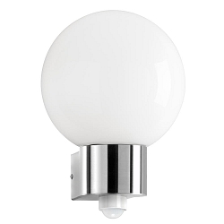 Luminaria de pared para exteriores AQUA BALL redondo, con detector de movimiento E27 IP44, acero inoxidable