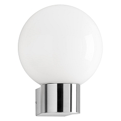 Outdoor wall luminaire AQUA BALL, IP44, E27, stainless steel / opal glass