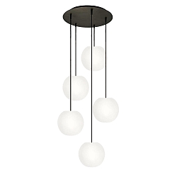 Luminaria colgante ACAI 21 de 5 llamas, redondo E27 IP20, mate, blanco opalino regulable