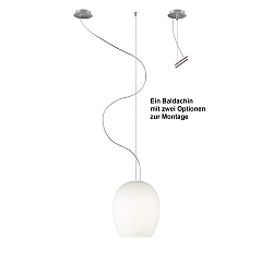 Luminaria colgante ANUA de 1 llama E27 IP20, aluminio cepillado, mate, blanco opalino regulable