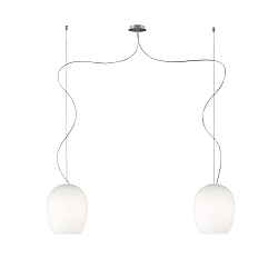 Luminaria colgante ANUA de 2 llamas E27 IP20, aluminio cepillado, mate, blanco opalino regulable
