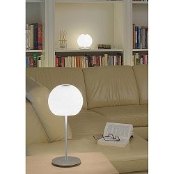 Luminaria de mesa BALL lang, regulable G9 IP20, aluminio cepillado, ópalo, blanco mate regulable