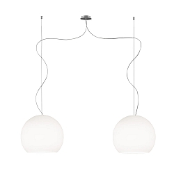 Luminaria colgante BALL de 2 llamas, grande, regulable E27 IP20, aluminio cepillado, �palo, blanco mate regulable