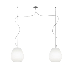 Luminaria colgante BAGAN de 2 llamas E27 IP20, aluminio cepillado, �palo, blanco mate regulable