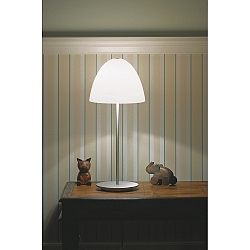 Luminaria de mesa BELL con interruptor G9 IP20, aluminio cepillado, color arenoso, blanco 