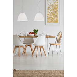 Luminaria colgante BELL de 2 llamas, grande, regulable E27 IP20, aluminio cepillado, blanco mate regulable