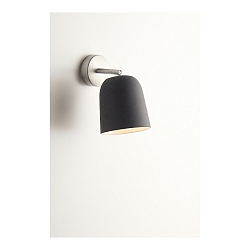 Luminaria de pared CLAVIO redondo, regulable E27 IP20, aluminio cepillado, antracita regulable