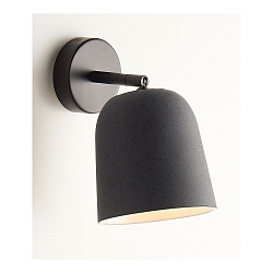 Luminaria de pared CLAVIO redondo, regulable E27 IP20, antracita, negro mate regulable
