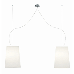 Luminaria colgante MESA LONG de 2 llamas E27 IP20, aluminio cepillado, mate, blanco opalino regulable