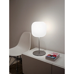 Luminaria de mesa MUREA grande, regulable E27 IP20, aluminio cepillado, blanco mate regulable